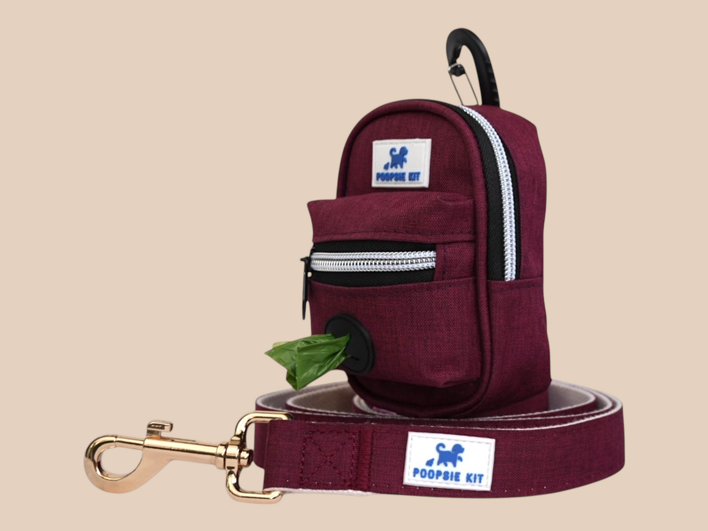 The Ultimate Dog Poop Bag Dispenser with Matching Premium Dog Leash and Waste Bag Holder, Plus Eco-Friendly Cleaning Kit for Puppy to Adult Dogs for Responsible Travel, Walking, Hiking, and Adventures.
